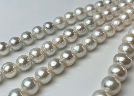 11mm AAA Extra Shiny Half Strand Semi Round Freshwater Pearl White Color Hole Size 2mm, Large Hole White Pearls #12