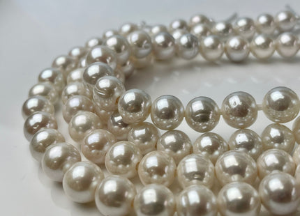 11-11.5mm AAA Extra Shiny Half Strand Semi Round Freshwater Pearl White Color Hole Size 2.2mm Genuine Freshwater Pearls 19 Beads #12