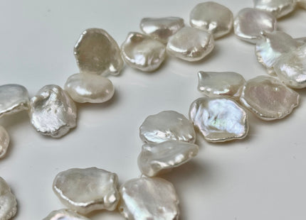 13-15 mm AAA Natural White Corn Flake Keshi Freshwater Pearls Top Drilled High Luster Flat Keshi Pearl Beads #351