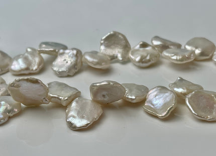 13-15 mm AAA Natural White Corn Flake Keshi Freshwater Pearls Top Drilled High Luster Flat Keshi Pearl Beads #351
