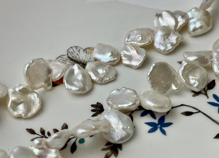 13-15 mm AAA Natural White Corn Flake Keshi Freshwater Pearls Top Drilled High Luster Flat Keshi Pearl Beads #351