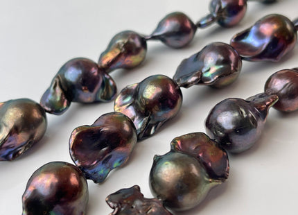 12x18-16x25mm Large AA Baroque Brown Purplish Peacock Color Baroque Pearl Beads Genuine Freshwater Pearls #112