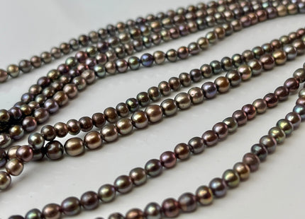 3.5-4 mm AA Albacore Brown With Iridescent Gray and Charcoal Color Potato Pearl Genuine Tiny Seed Pearl #P2389