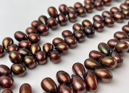 9x10-11mm Top Drilled Teardrop Freshwater Pearl Beads Luster Brown Color Dancing Genuine Cultured Freshwater Pearls #745