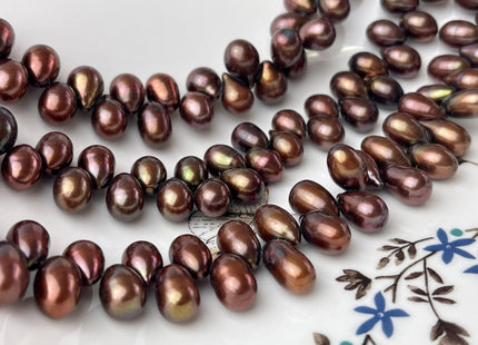 9x10-11mm Top Drilled Teardrop Freshwater Pearl Beads Luster Brown Color Dancing Genuine Cultured Freshwater Pearls #745