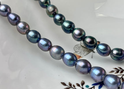 10x12 mm AA Large Hole Grayish Peacock OR Purplish Peacock Rice/Oval Genuine Freshwater Pearl Beads 2.2 mm Hole Pearl Beads #1162
