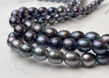 10x12 mm AA Large Hole Grayish Peacock OR Purplish Peacock Rice/Oval Genuine Freshwater Pearl Beads 2.2 mm Hole Pearl Beads #1162
