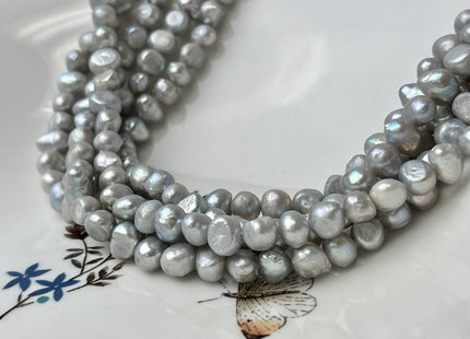 7-8 mm Silver Gray Color Freshwater Nugget Pearls Genuine Potato Nugget Pearls #P2082