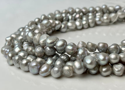 7-8 mm Silver Gray Color Freshwater Nugget Pearls Genuine Potato Nugget Pearls #P2082
