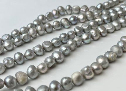 7-8 mm Silver Gray Color Freshwater Nugget Pearls Genuine Potato Nugget Pearls #P2082