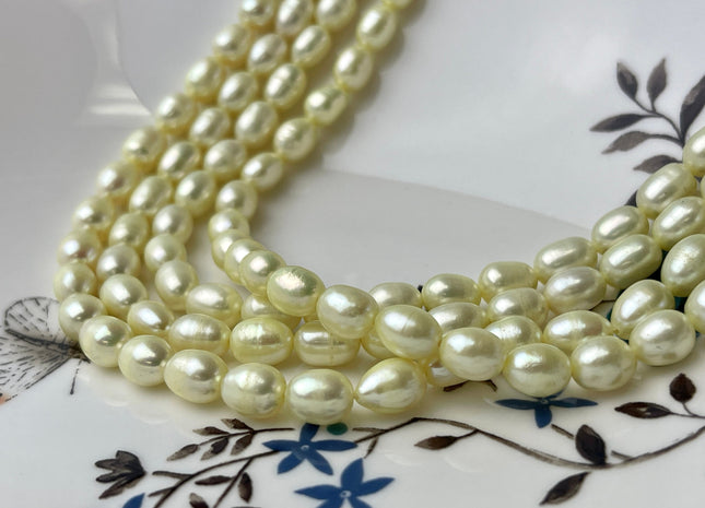 6x8 mm Rice / Oval Freshwater Pearls Baby Yellow Color Genuine Freshwater Pearl Beads Rare Baby Yellow Color Oval Pearls #1573