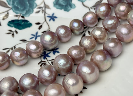 12-15 mm AAAA Half Strand Large Hole Very Rare Dark Mauve Purple Edison Baroque Pearl Hole Size 1.2mm 1.5mm 2.2mm 15 Pieces #P2393