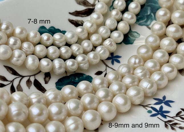 7-10 mm Natural White Potato Freshwater Pearl Beads Genuine Natural Freshwater Potato Pearl Beads #1516