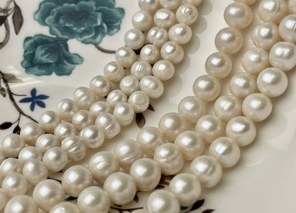 7-10 mm Natural White Potato Freshwater Pearl Beads Genuine Natural Freshwater Potato Pearl Beads #1516