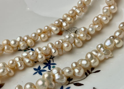 8x12mm & 9x14-16mm Peanut Shape Light Peach Color Center Drilled Freshwater Pearl Beads #904