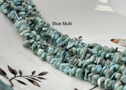 6-8 mm Natural Color Larimar Gemstone Beads Irregular Chips Shape Beads 15.5 Inch Strands #2251