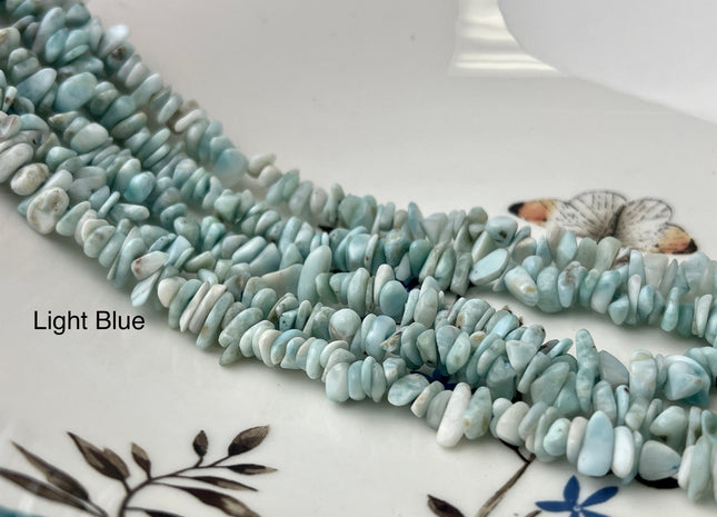 6-8 mm Natural Color Larimar Gemstone Beads Irregular Chips Shape Beads 15.5 Inch Strands #2251