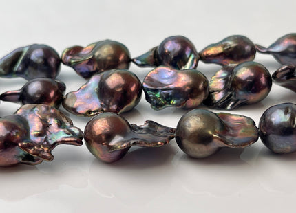 12x18-16x25mm Large AA Baroque Brown Purplish Peacock Color Baroque Pearl Beads Genuine Freshwater Pearls #112