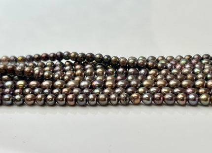 3.5-4 mm AA Albacore Brown With Iridescent Gray and Charcoal Color Potato Pearl Genuine Tiny Seed Pearl #P2389