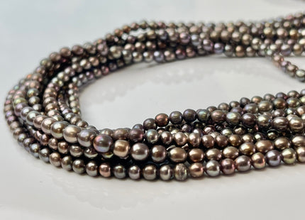 3.5-4 mm AA Albacore Brown With Iridescent Gray and Charcoal Color Potato Pearl Genuine Tiny Seed Pearl #P2389