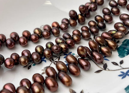 9x10-11mm Top Drilled Teardrop Freshwater Pearl Beads Luster Brown Color Dancing Genuine Cultured Freshwater Pearls #745