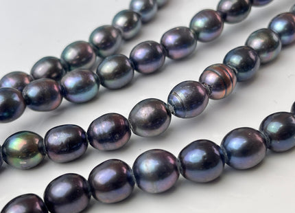 10x12 mm AA Large Hole Grayish Peacock OR Purplish Peacock Rice/Oval Genuine Freshwater Pearl Beads 2.2 mm Hole Pearl Beads #1162