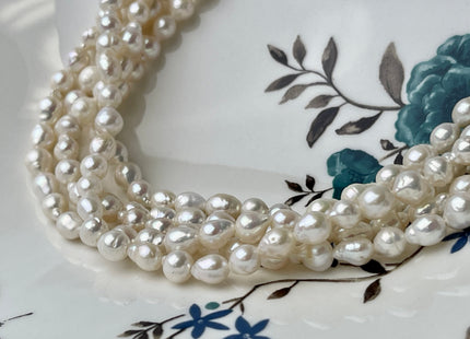 WHOLESALE 5-6x6-7 mm AA Natural White Baroque Freshwater Pearl Cultured Baroque Pearls Natural White Edison Baroque Freshwater Pearls #1354