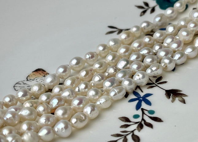 WHOLESALE 5-6x6-7 mm AA Natural White Baroque Freshwater Pearl Cultured Baroque Pearls Natural White Edison Baroque Freshwater Pearls #1354