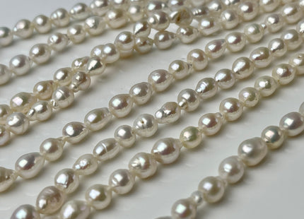 WHOLESALE 5-6x6-7 mm AA Natural White Baroque Freshwater Pearl Cultured Baroque Pearls Natural White Edison Baroque Freshwater Pearls #1354