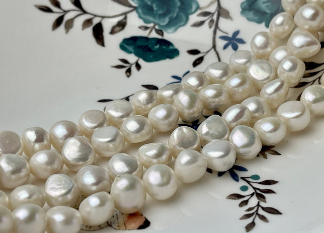 10 mm AAA Large Hole Natural White Freshwater Pearl Nugget Beads 2.1 mm Hole Genuine Natural Freshwater Large Hole Pearls #331