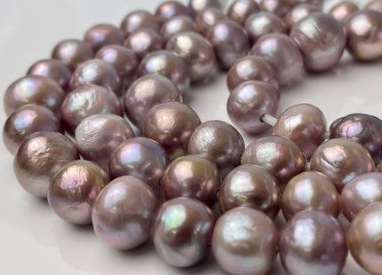 12-15 mm AAAA Half Strand Large Hole Very Rare Dark Mauve Purple Edison Baroque Pearl Hole Size 1.2mm 1.5mm 2.2mm 15 Pieces #P2393