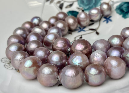 12-15 mm AAAA Half Strand Large Hole Very Rare Dark Mauve Purple Edison Baroque Pearl Hole Size 1.2mm 1.5mm 2.2mm 15 Pieces #P2393