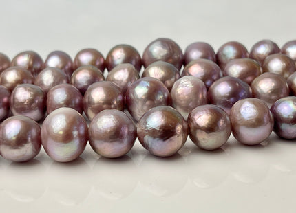 12-15 mm AAAA Half Strand Large Hole Very Rare Dark Mauve Purple Edison Baroque Pearl Hole Size 1.2mm 1.5mm 2.2mm 15 Pieces #P2393