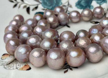 12-15 mm AAAA Half Strand Large Hole Very Rare Dark Mauve Purple Edison Baroque Pearl Hole Size 1.2mm 1.5mm 2.2mm 15 Pieces #P2393