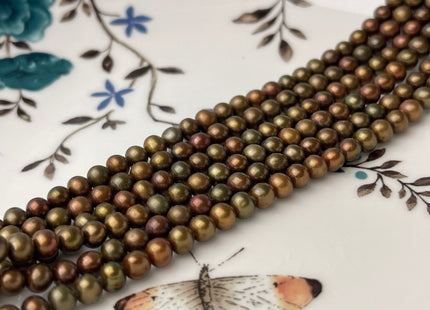 4-4.5 mm AAA Copper Brown Color Near Round Freshwater Pearl Beads Genuine High Luster With Iridescent Brown Seed Pearls #1532