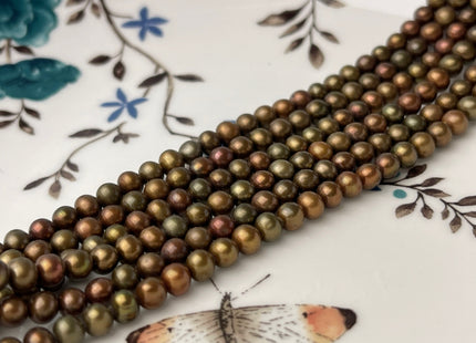 4-4.5 mm AAA Copper Brown Color Near Round Freshwater Pearl Beads Genuine High Luster With Iridescent Brown Seed Pearls #1532