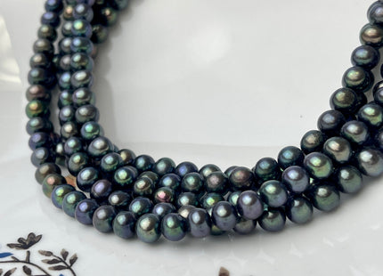 6mm AAA Dark Green Color Round Freshwater Pearl Beads Genuine Cultured Near Round High Luster Pearl #P2394