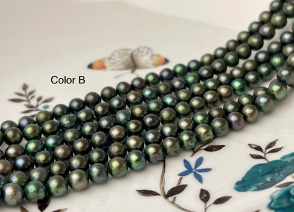 6mm AAA Dark Green Color Round Freshwater Pearl Beads Genuine Cultured Near Round High Luster Pearl #P2394