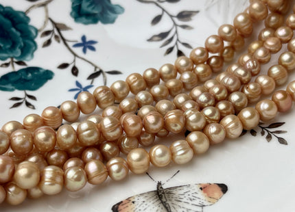 6-7 mm Champagne Color Potato Freshwater Pearl Beads Genuine Champagne Freshwater Pearls #1909