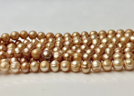 6-7 mm Champagne Color Potato Freshwater Pearl Beads Genuine Champagne Freshwater Pearls #1909