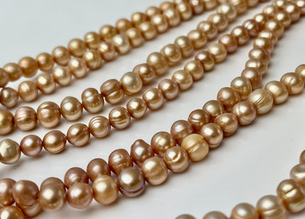 6-7 mm Champagne Color Potato Freshwater Pearl Beads Genuine Champagne Freshwater Pearls #1909
