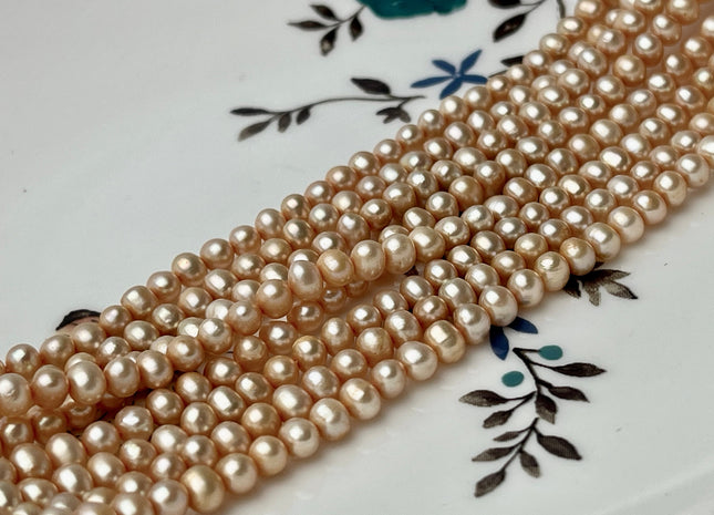 4-4.5 mm AA Light Champagne Color Potato Freshwater Pearl Beads Genuine High Luster Champagne Freshwater Pearl #1912
