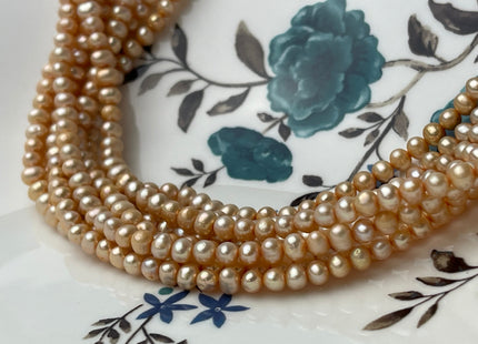 4-4.5 mm AA Light Champagne Color Potato Freshwater Pearl Beads Genuine High Luster Champagne Freshwater Pearl #1912