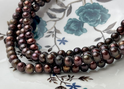 7 mm Full Strand Large Hole Chocolate Brown Color Freshwater Potato Pearl Beads Hole Size 1.8 mm Genuine Large Hole Freshwater Pearls #14