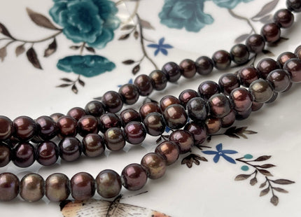 7 mm Full Strand Large Hole Chocolate Brown Color Freshwater Potato Pearl Beads Hole Size 1.8 mm Genuine Large Hole Freshwater Pearls #14