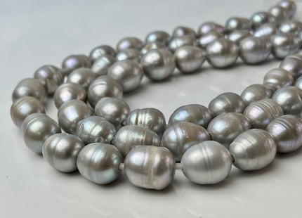 11-12x13-15 mm Large Hole Silver and Natural White Freshwater Pearl Beads Rice/Oval Shape Hole Size 2.2 m Big Size Pearl W/Large Hole #1435