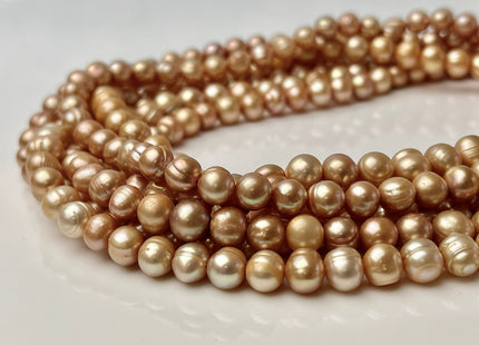6-7 mm Champagne Color Potato Freshwater Pearl Beads Genuine Champagne Freshwater Pearls #1909