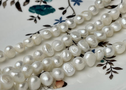 8-9 mm Natural White Freshwater Nugget Pearl Beads Genuine Natural White Potato Nugget Shape Freshwater Pearls #1449