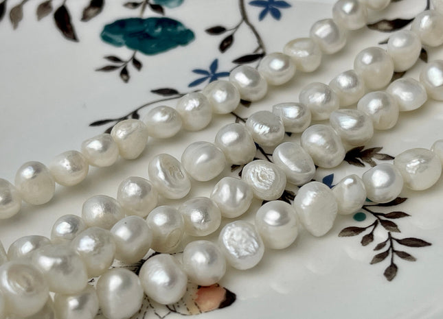 8-9 mm Natural White Freshwater Nugget Pearl Beads Genuine Natural White Potato Nugget Shape Freshwater Pearls #1449