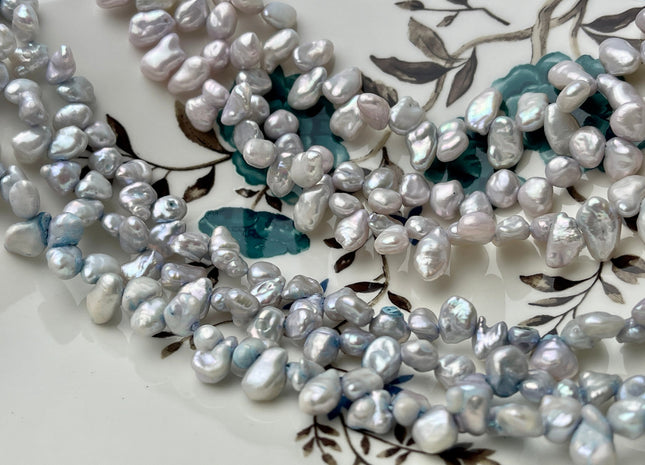 6x8 mm Pale Blue/Lanvender Top Drilled Keshi Freshwater Pearls Genuine Freshwater Keshi Pearl Beads B grade #P2395
